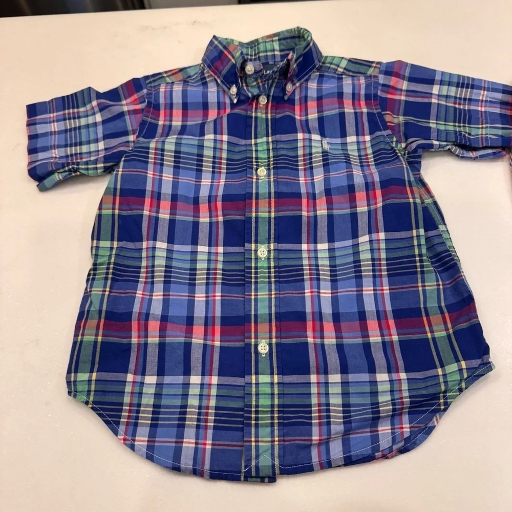 Ralph Lauren LOT Of 2 Boys Button Down Shirts Sz 3T 1 Short Sleeve 1 Long Sleeve